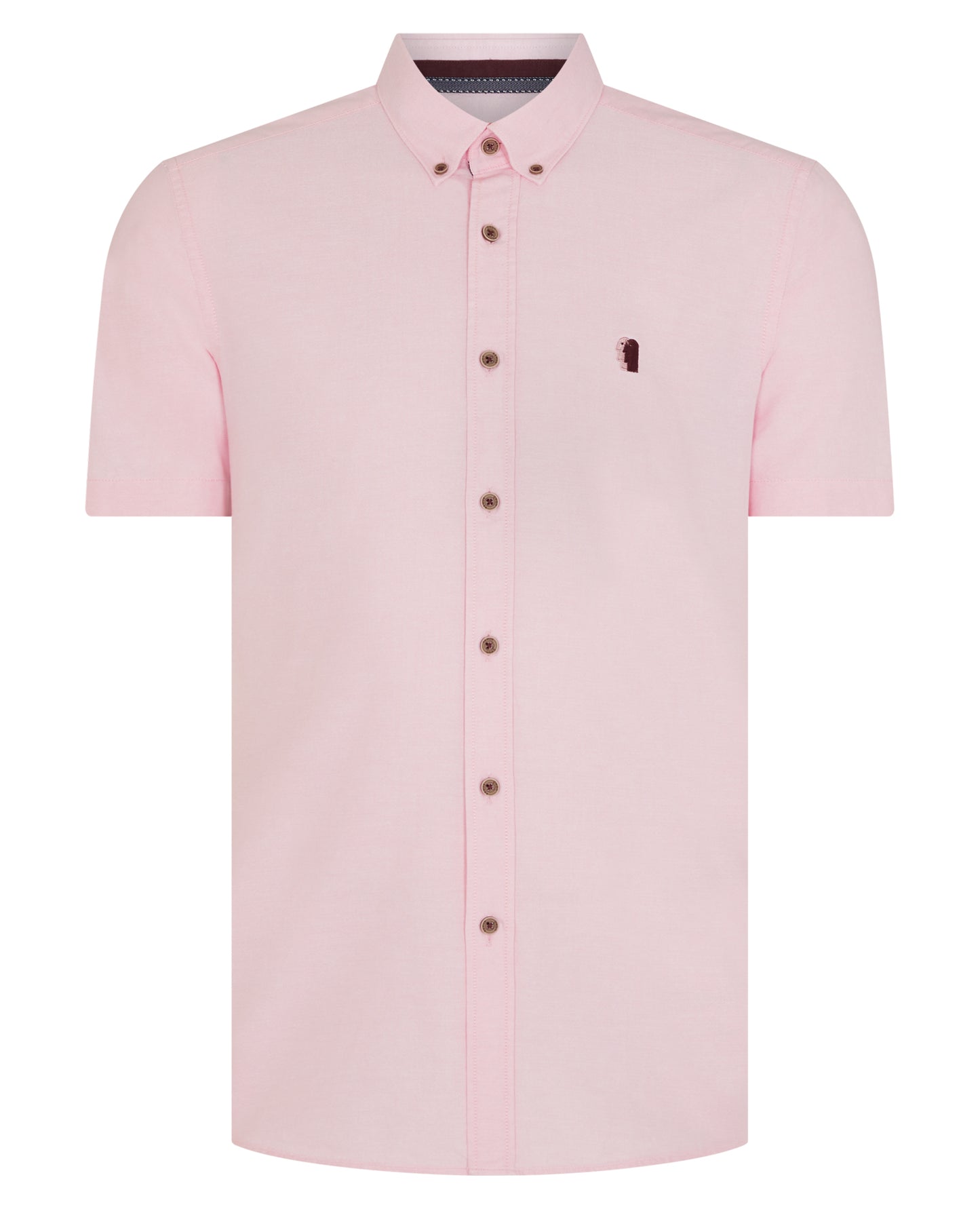 Remus Uomo Light Pink Oxford Short Sleeve Cotton Shirt