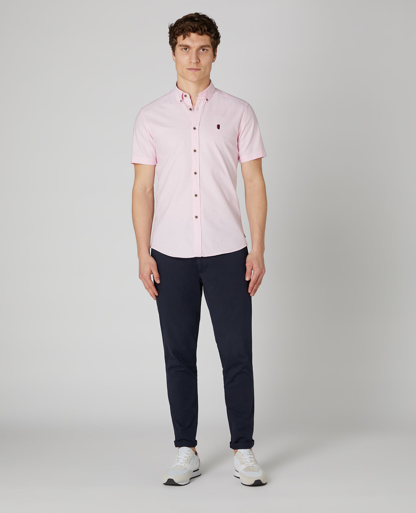 Remus Uomo Light Pink Oxford Short Sleeve Cotton Shirt