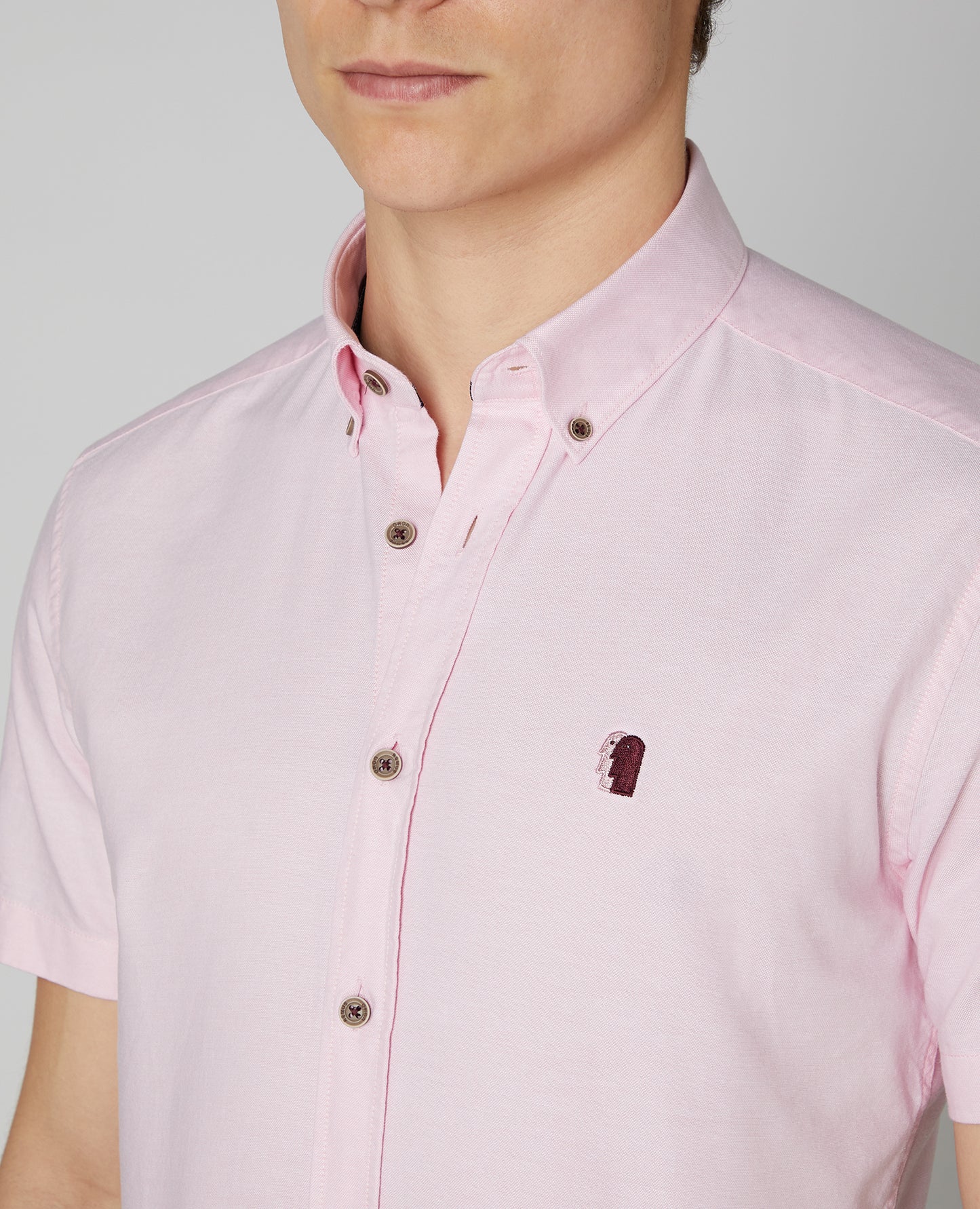 Remus Uomo Light Pink Oxford Short Sleeve Cotton Shirt