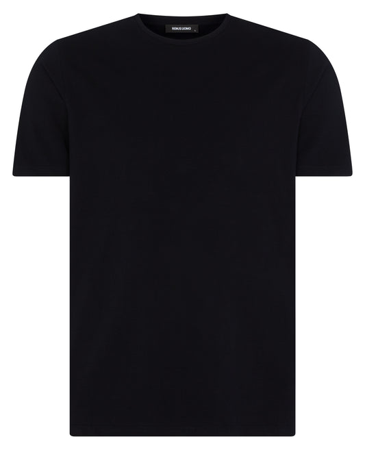 Remus Uomo Tapered Fit Black Cotton T-Shirt
