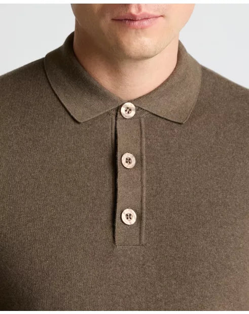 Remus Uomo Brown Cotton 3 Button Jumper