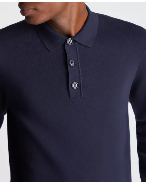 Remus Uomo Navy Cotton 3 Button Jumper