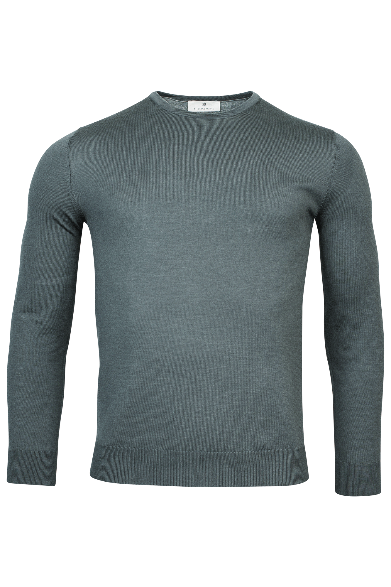 Baileys Steel Blue Round Neck Merino Wool Jumper