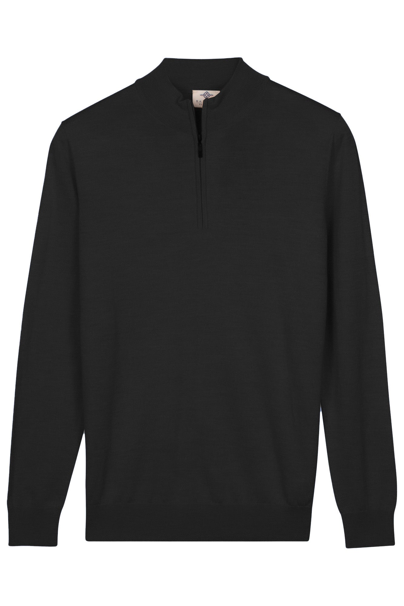 Baileys Black Merino Wool Half Zip Jumper