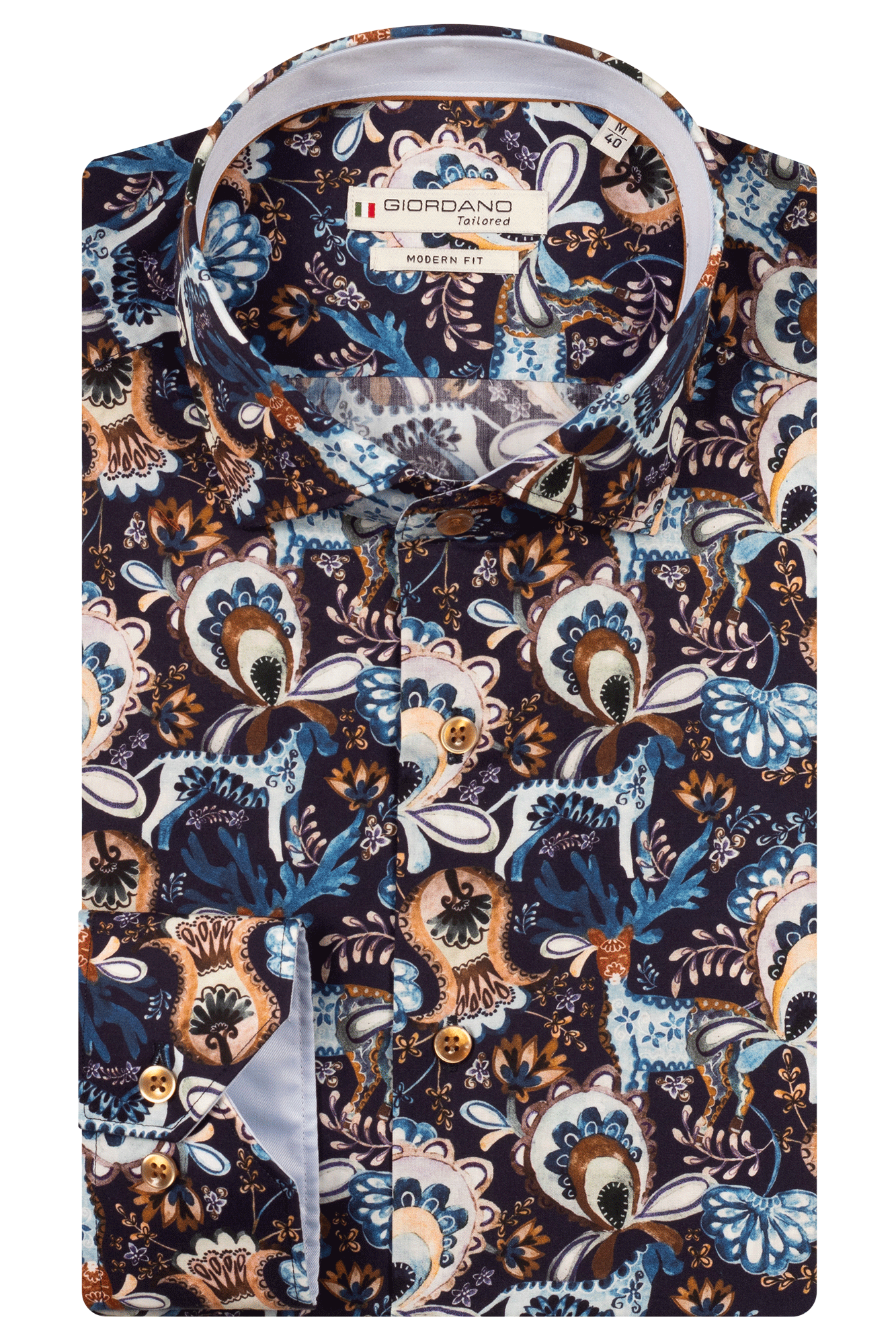 Giordano Navy Luxury Paisley Pattern Shirt