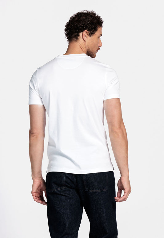 Thomas Maine White Round Neck T-Shirt