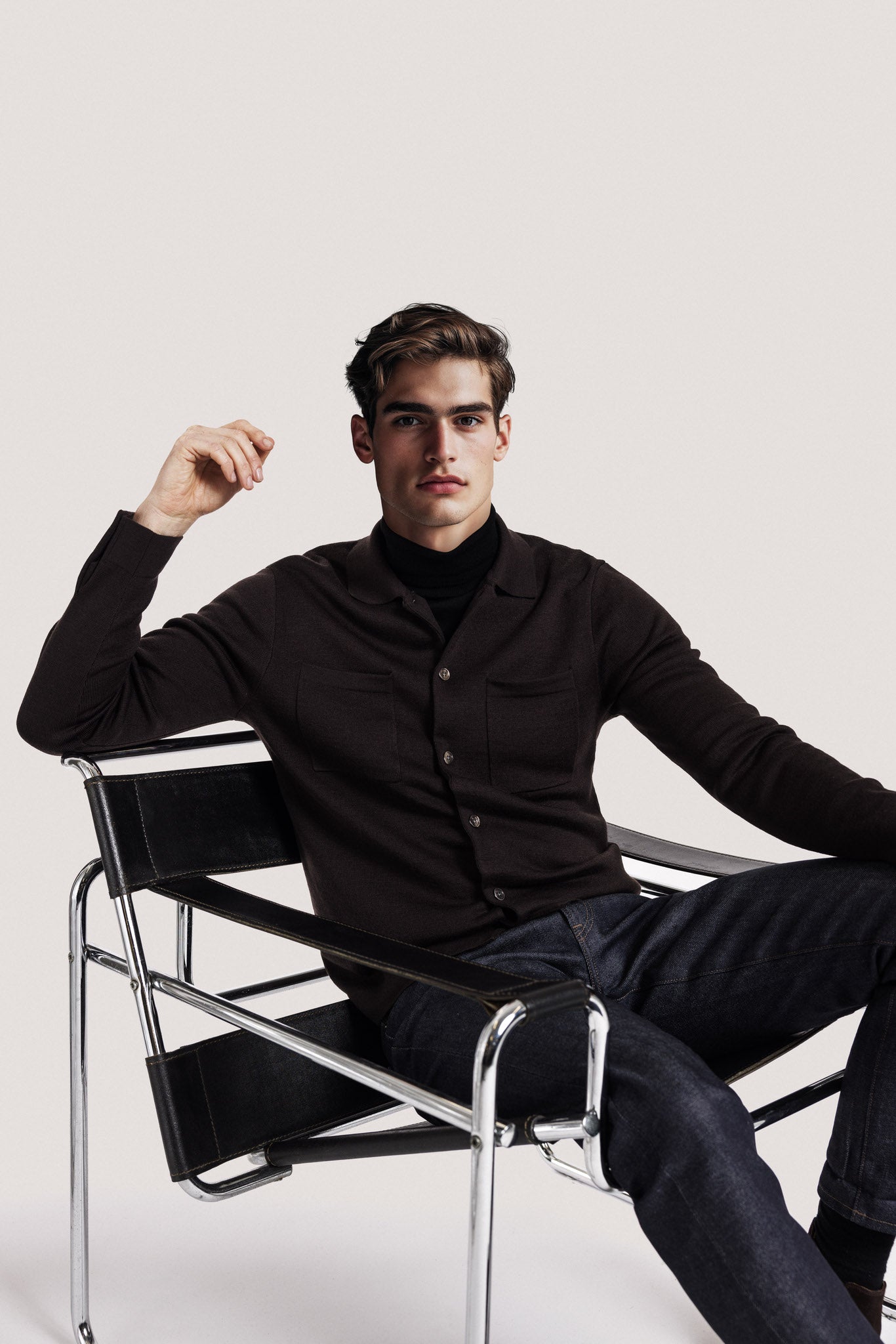 Baileys Black Roll Neck Merino Wool Jumper