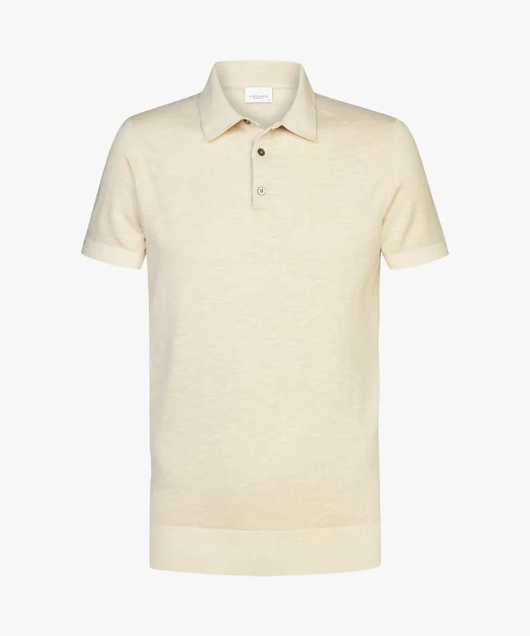 Profuomo Off White Cotton Linen Poloshirt