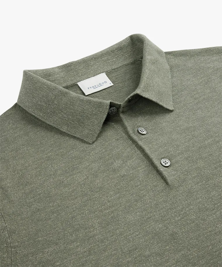 Profuomo Green Cotton Linen Poloshirt