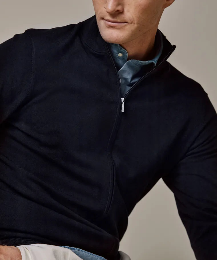 Profuomo Navy Full-Zip Jumper