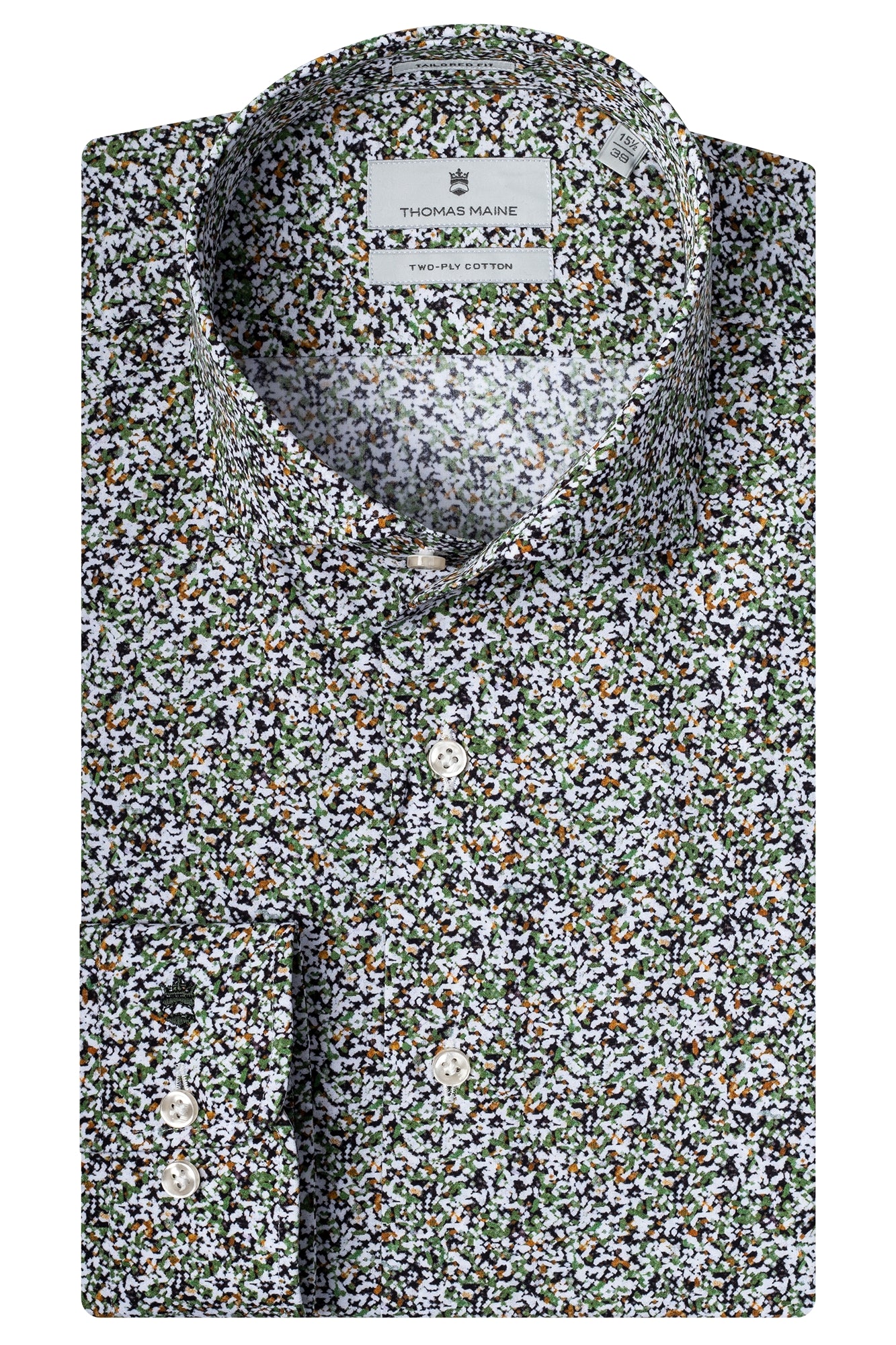 Thomas Maine LEGGIUNO Green Print Cotton Shirt