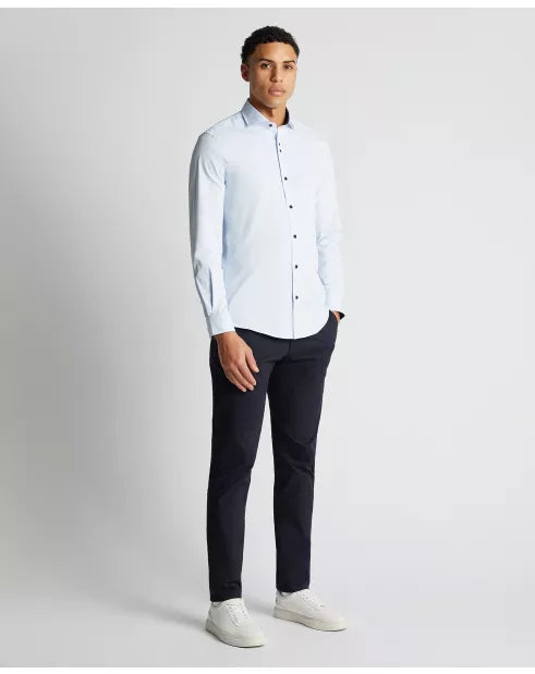 Remus Uomo Light Blue Long Sleeved Semi Formal Shirt