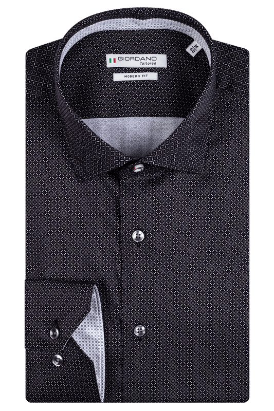 Giordano Black Print Cotton Shirt