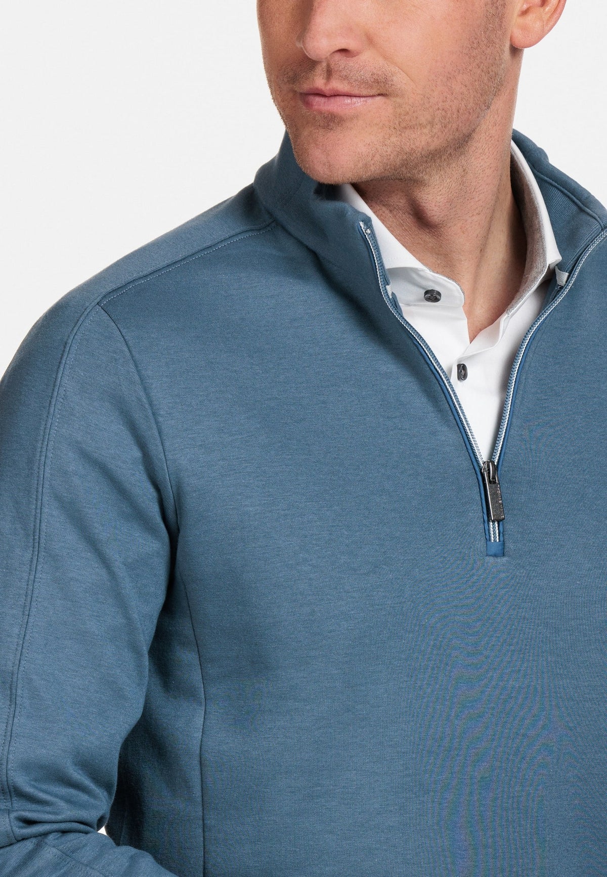 Thomas Maine Denim Blue Half Zip Jumper