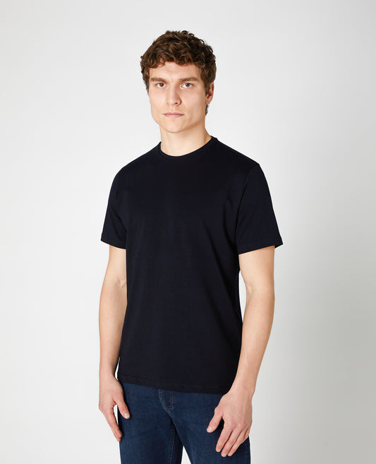 Remus Uomo Tapered Fit Black Cotton T-Shirt
