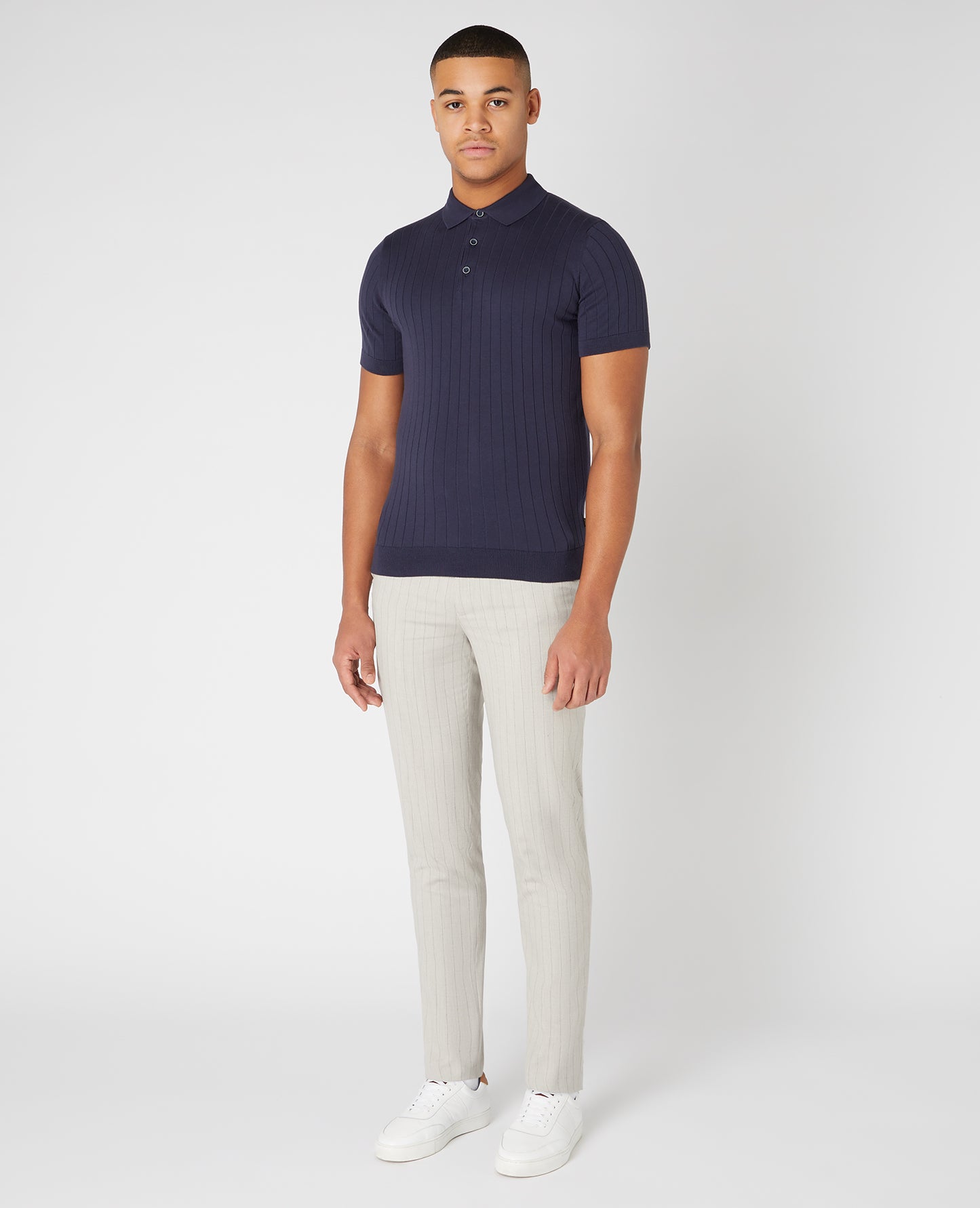 Remus Uomo Navy Knitted Cotton Polo