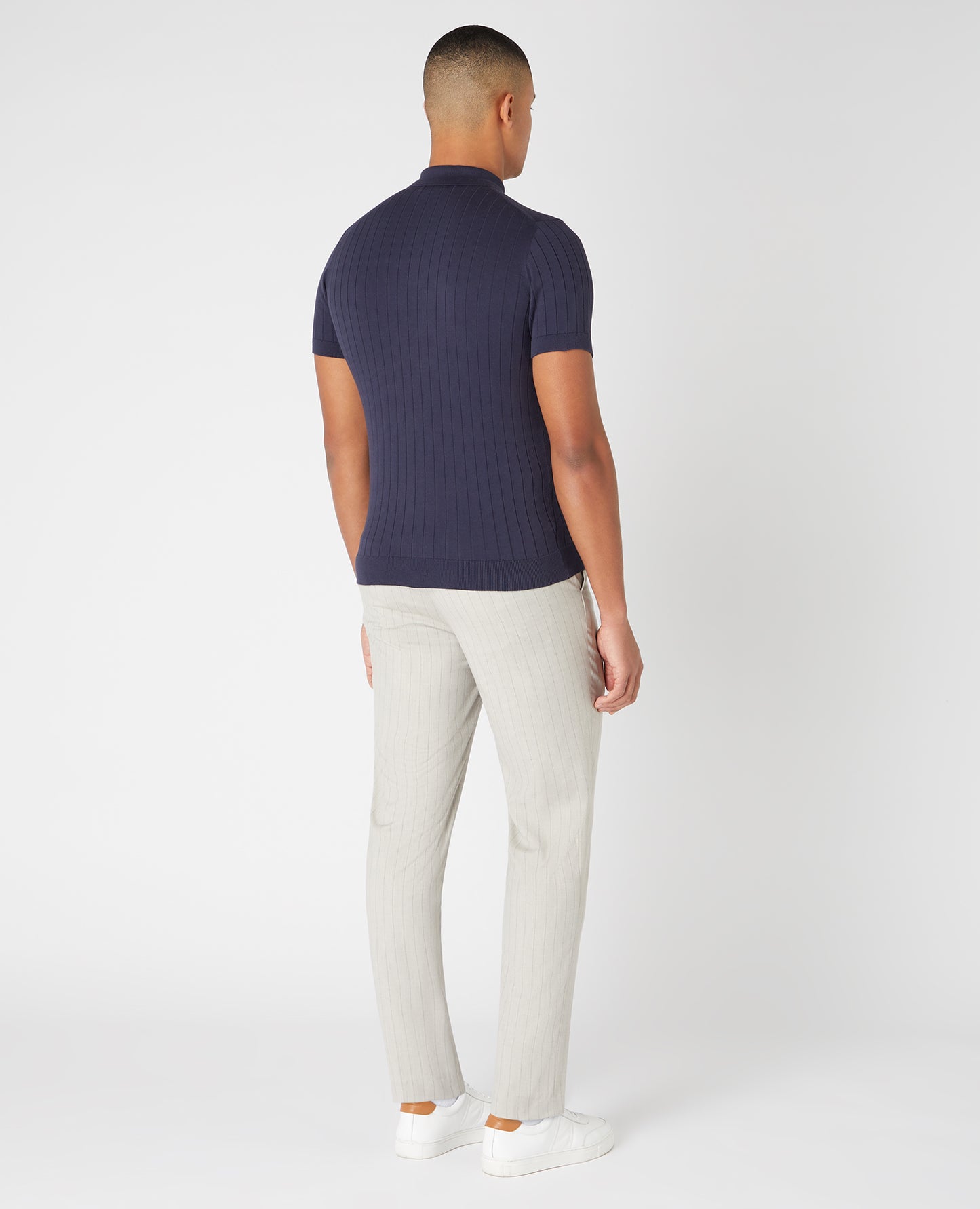 Remus Uomo Navy Knitted Cotton Polo