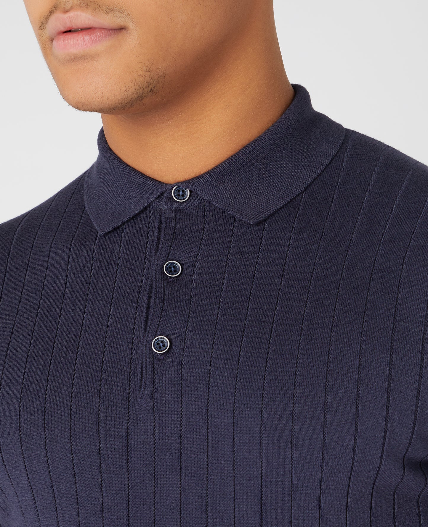 Remus Uomo Navy Knitted Cotton Polo