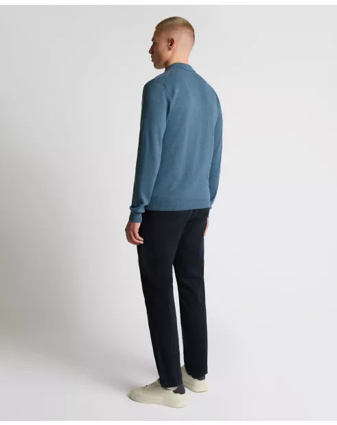 Remus Uomo Blue Cotton 3 Button Jumper