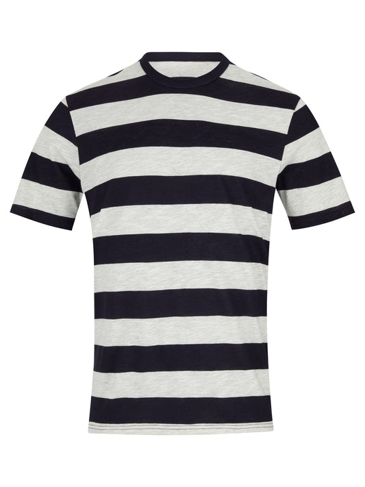 Remus Uomo Relaxed Fit Navy Striped Cotton T-Shirt