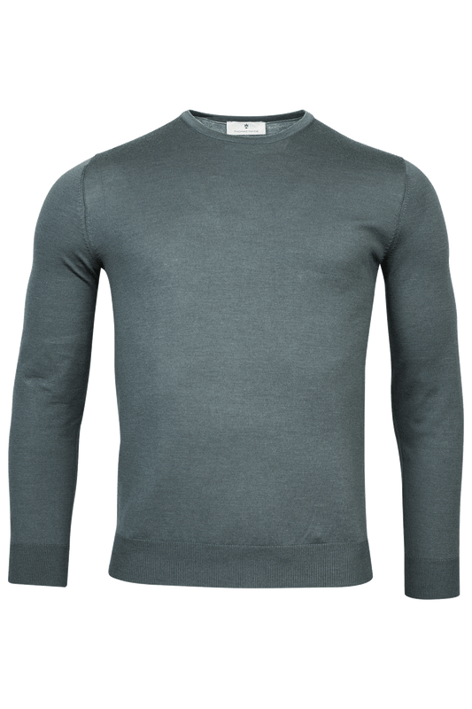 Baileys Steel Blue Round Neck Merino Wool Jumper