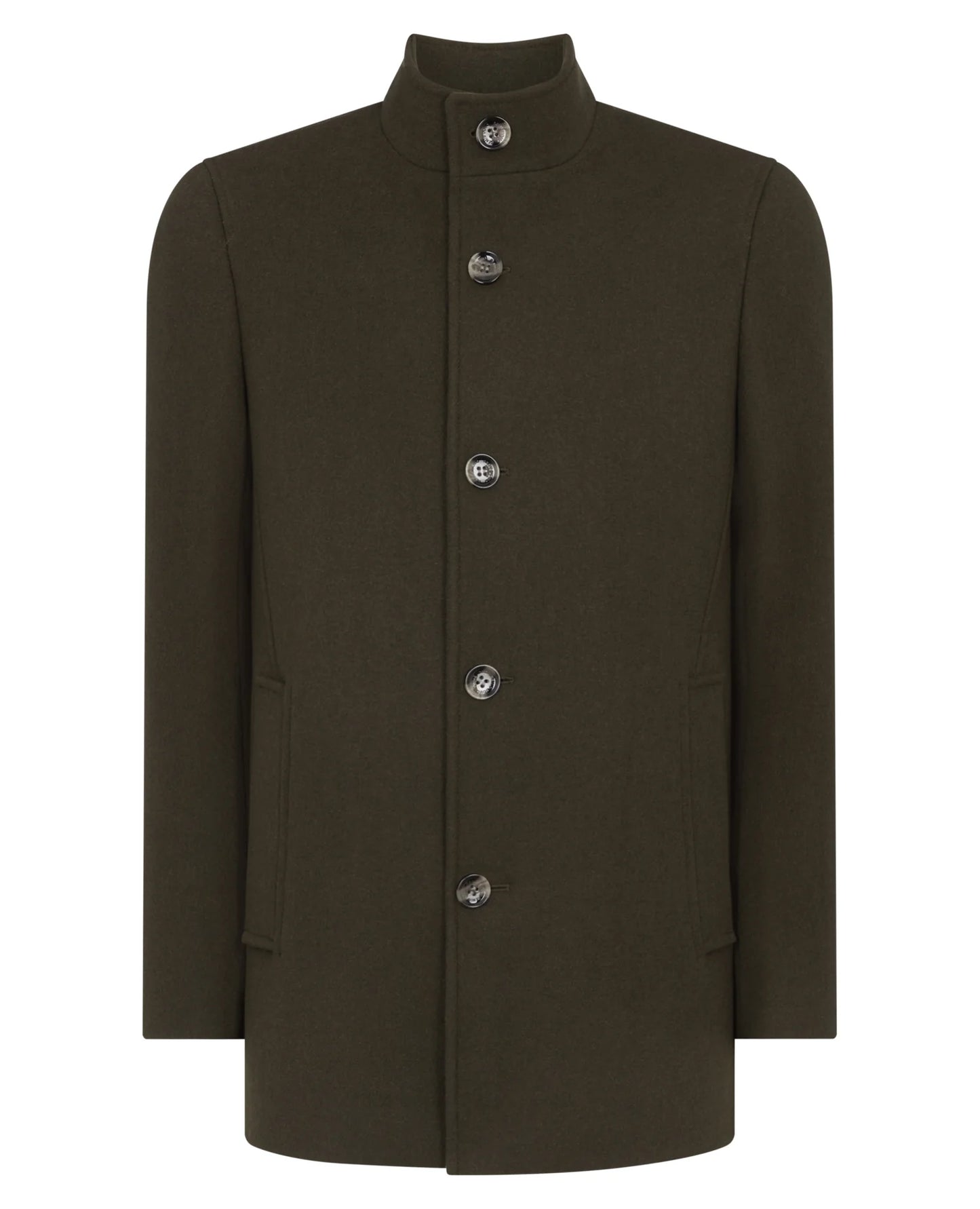 Tailored Fit Wool Blend Overcoat in Green