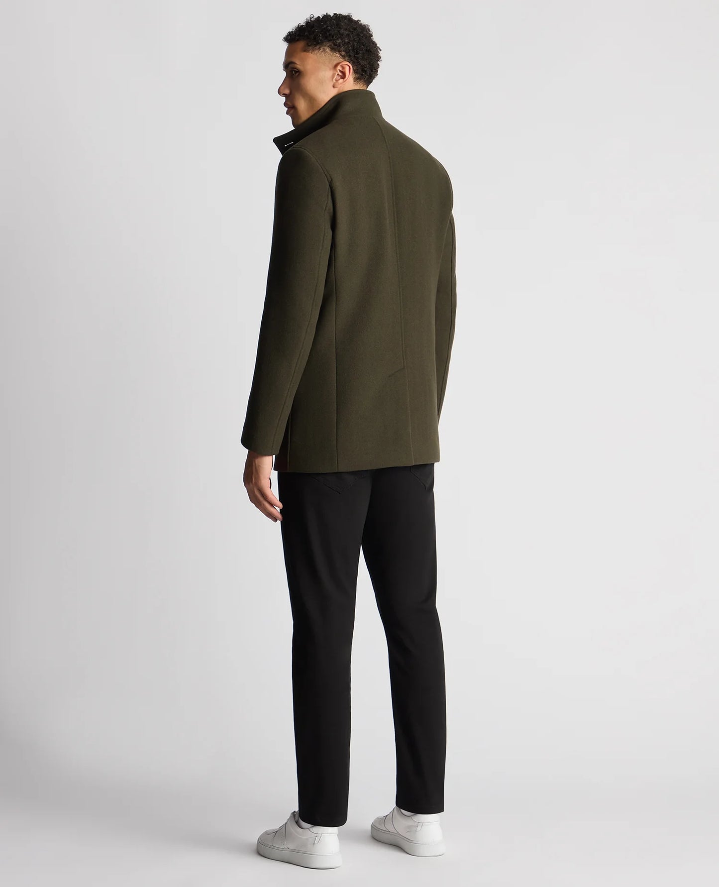 Tailored Fit Wool Blend Overcoat in Green