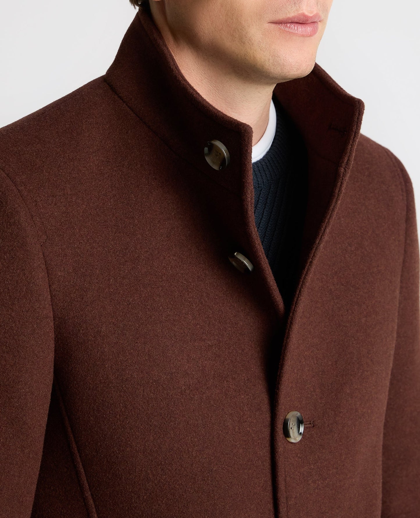 Tailored Fit Wool Blend Overcoat in Burgandy