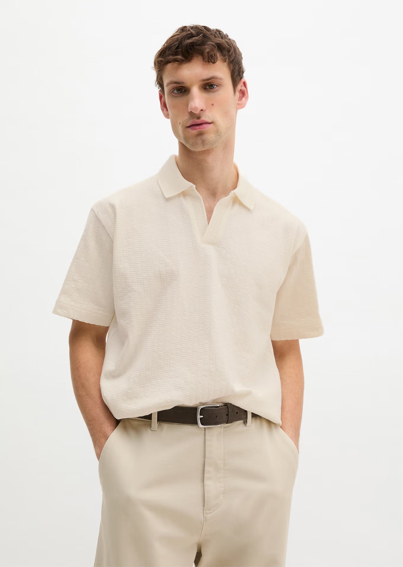 MARC O'POLO Structured REGULAR Open neck polo shirt
