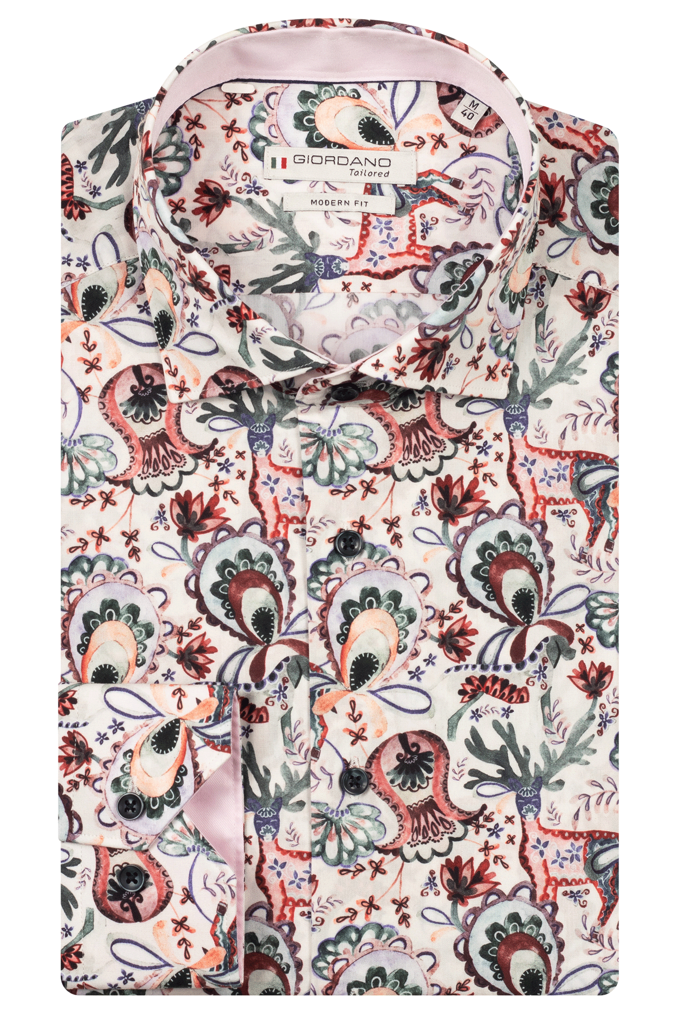 Giordano Red Luxury Paisley Pattern Shirt