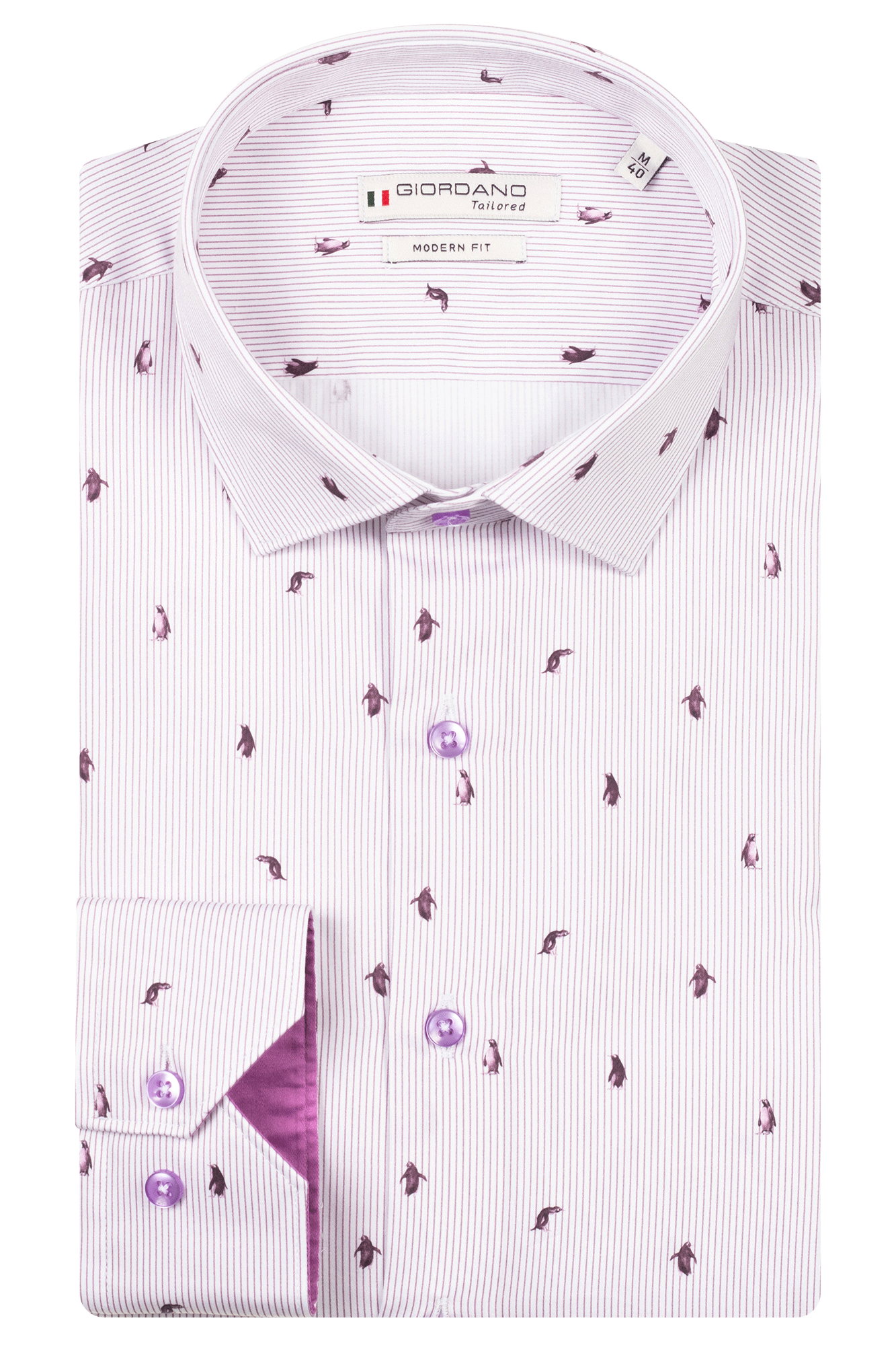 Giordano Light Mauve Subtle Penguin Pattern Shirt