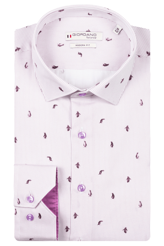 Giordano Light Mauve Subtle Penguin Pattern Shirt