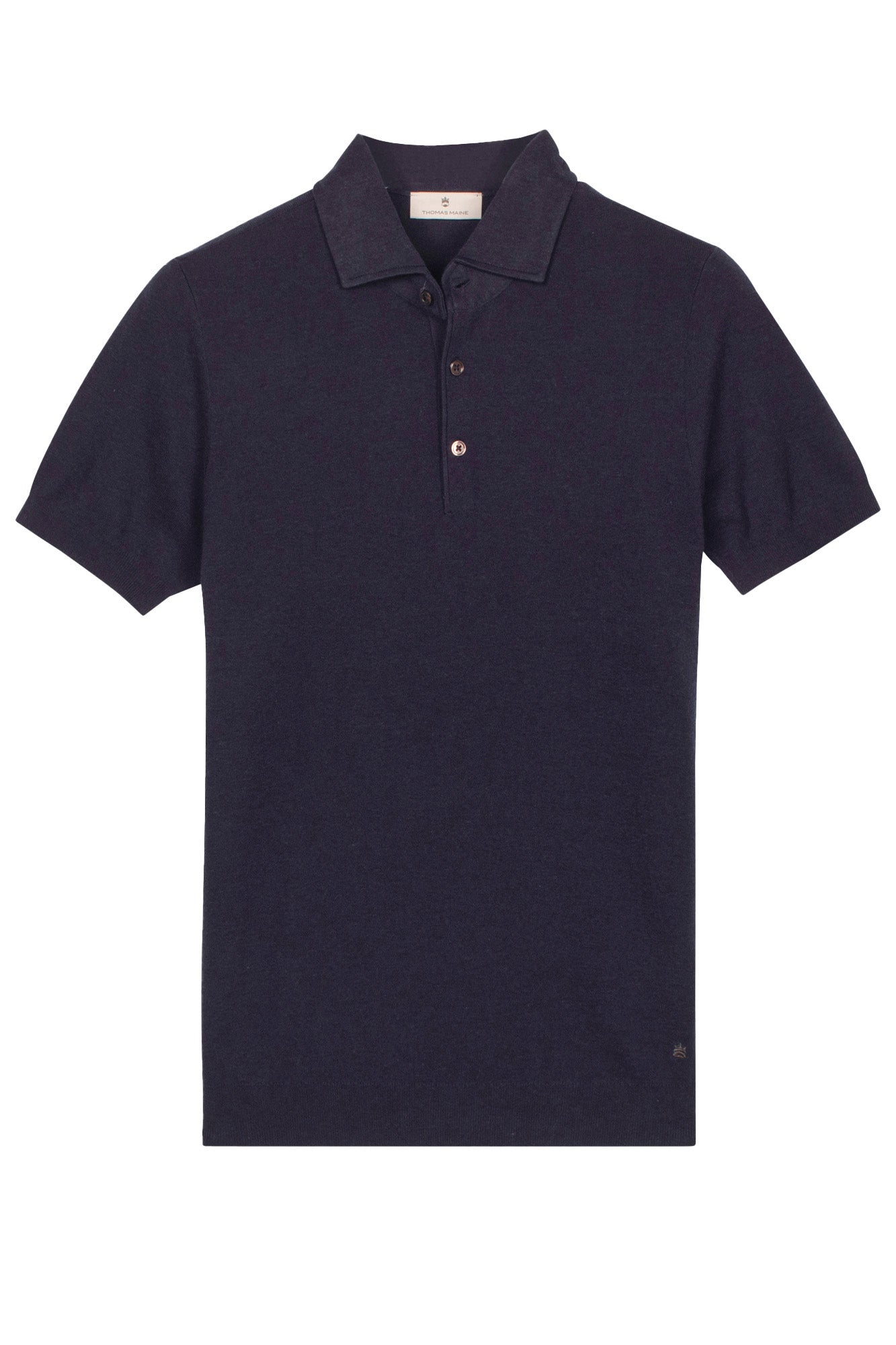 Thomas Maine Navy Silk-Cotton Polo Shirt