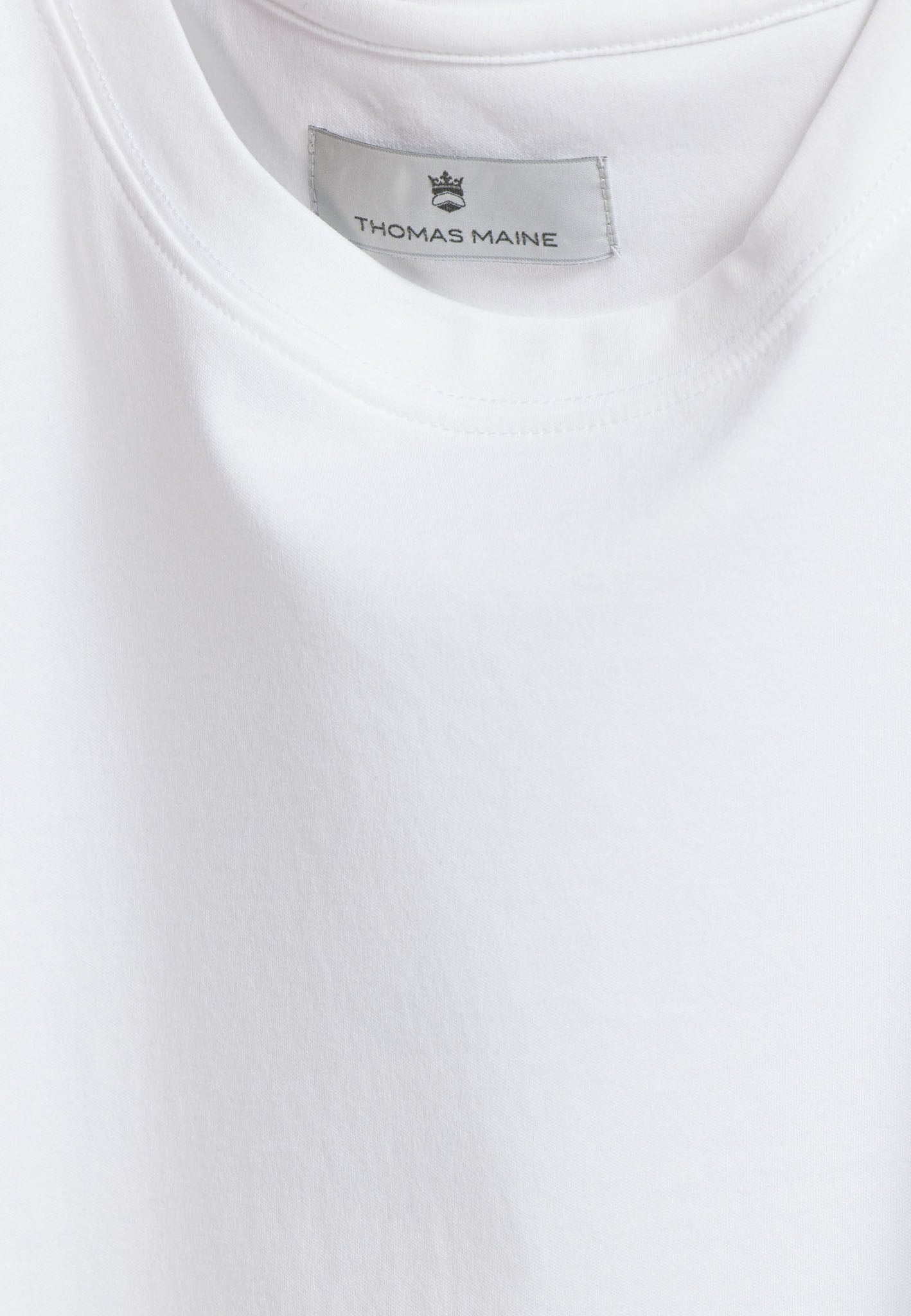 Thomas Maine White Round Neck T-Shirt