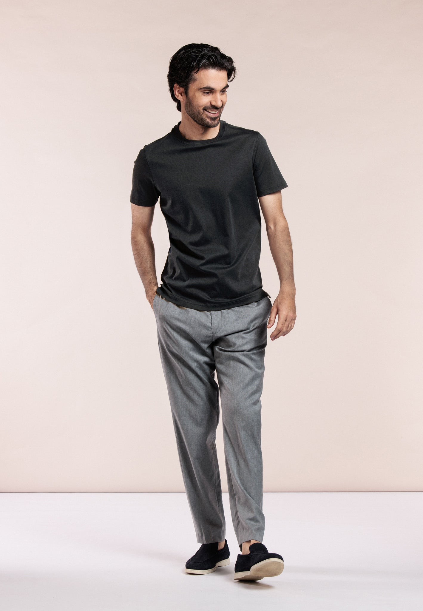 Thomas Maine Black Round Neck T-Shirt