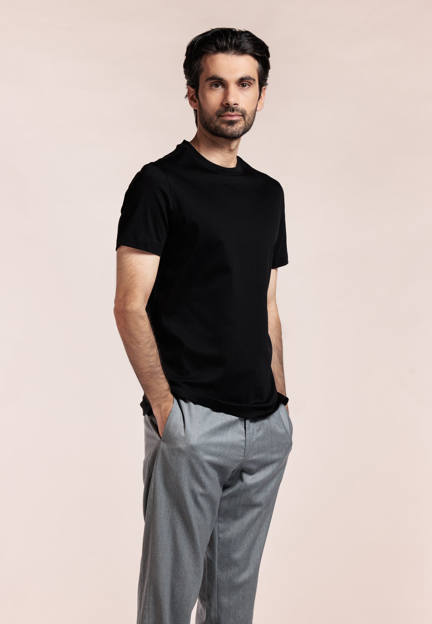 Thomas Maine Black Round Neck T-Shirt