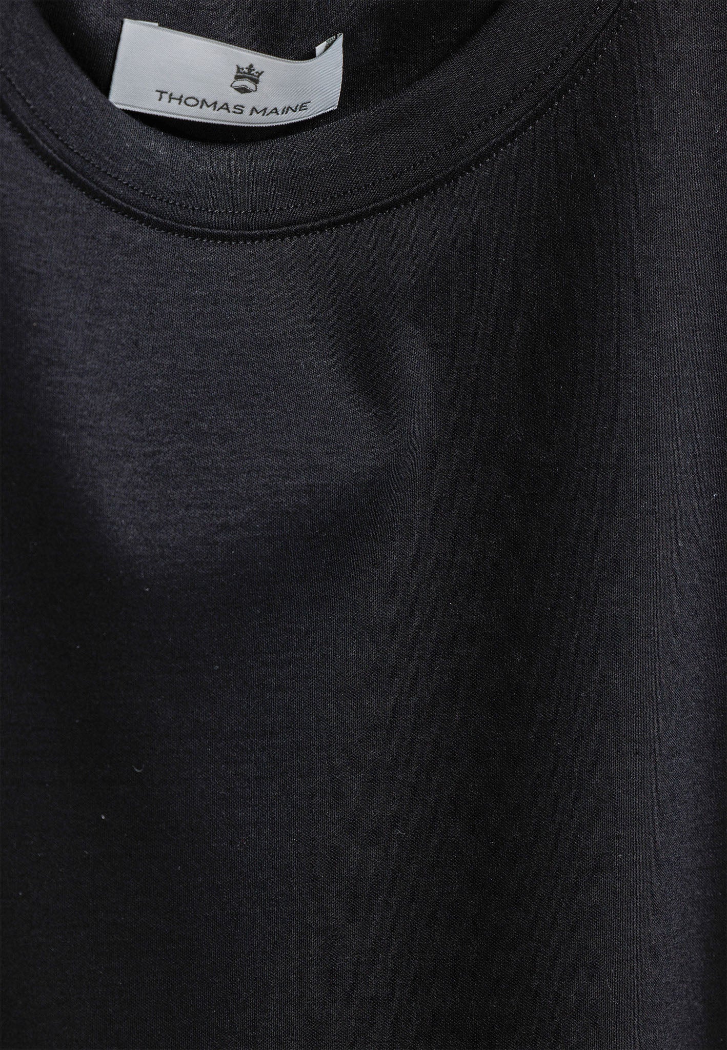 Thomas Maine Black Round Neck T-Shirt