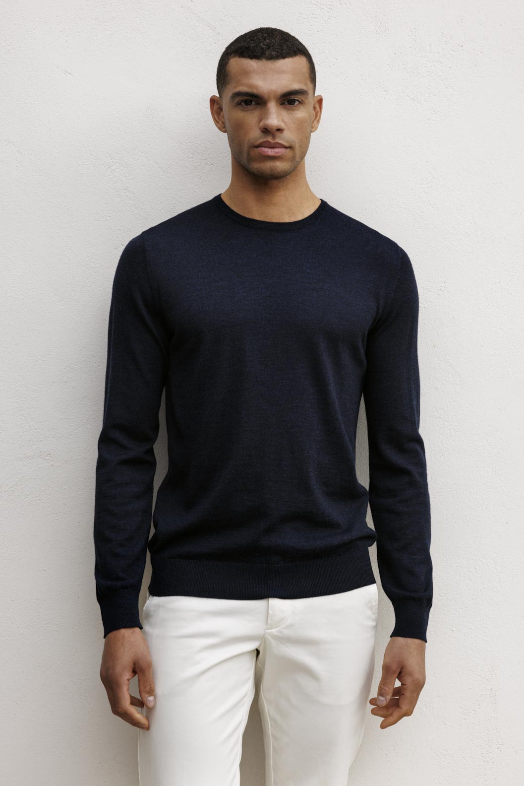 Thomas Maine Navy Merino Wool Jumper