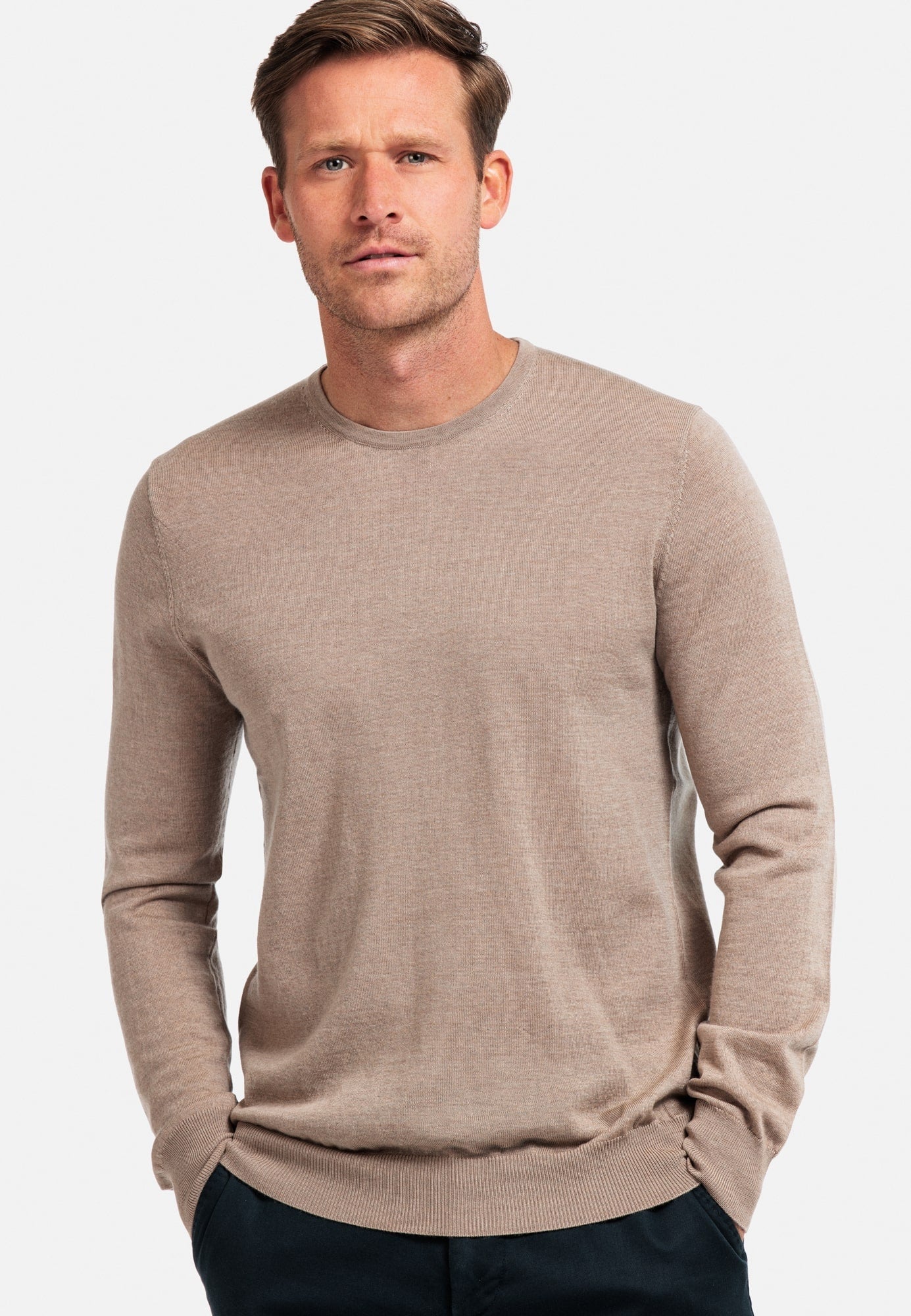 Thomas Maine Beige Merino Wool Jumper