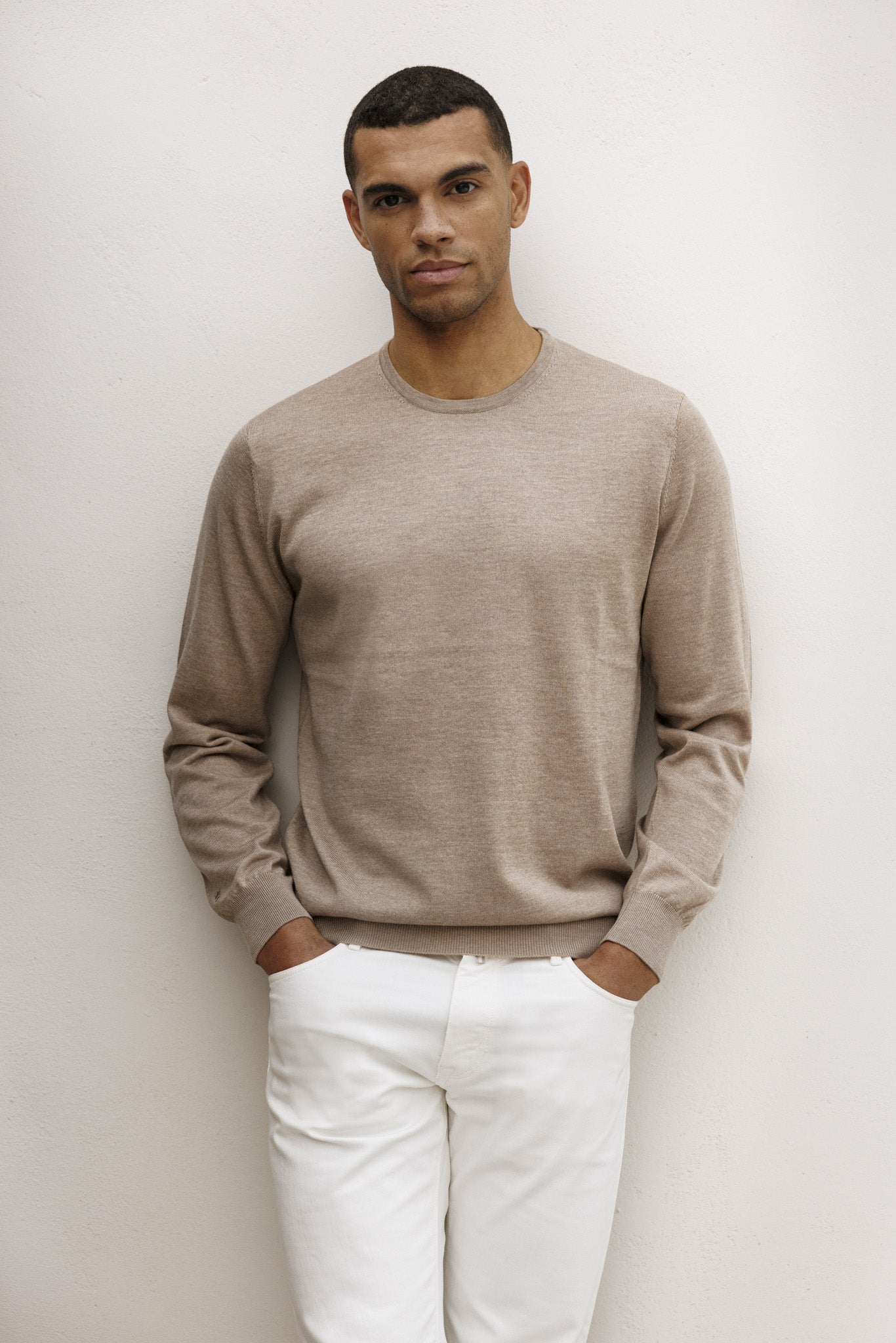 Thomas Maine Beige Merino Wool Jumper