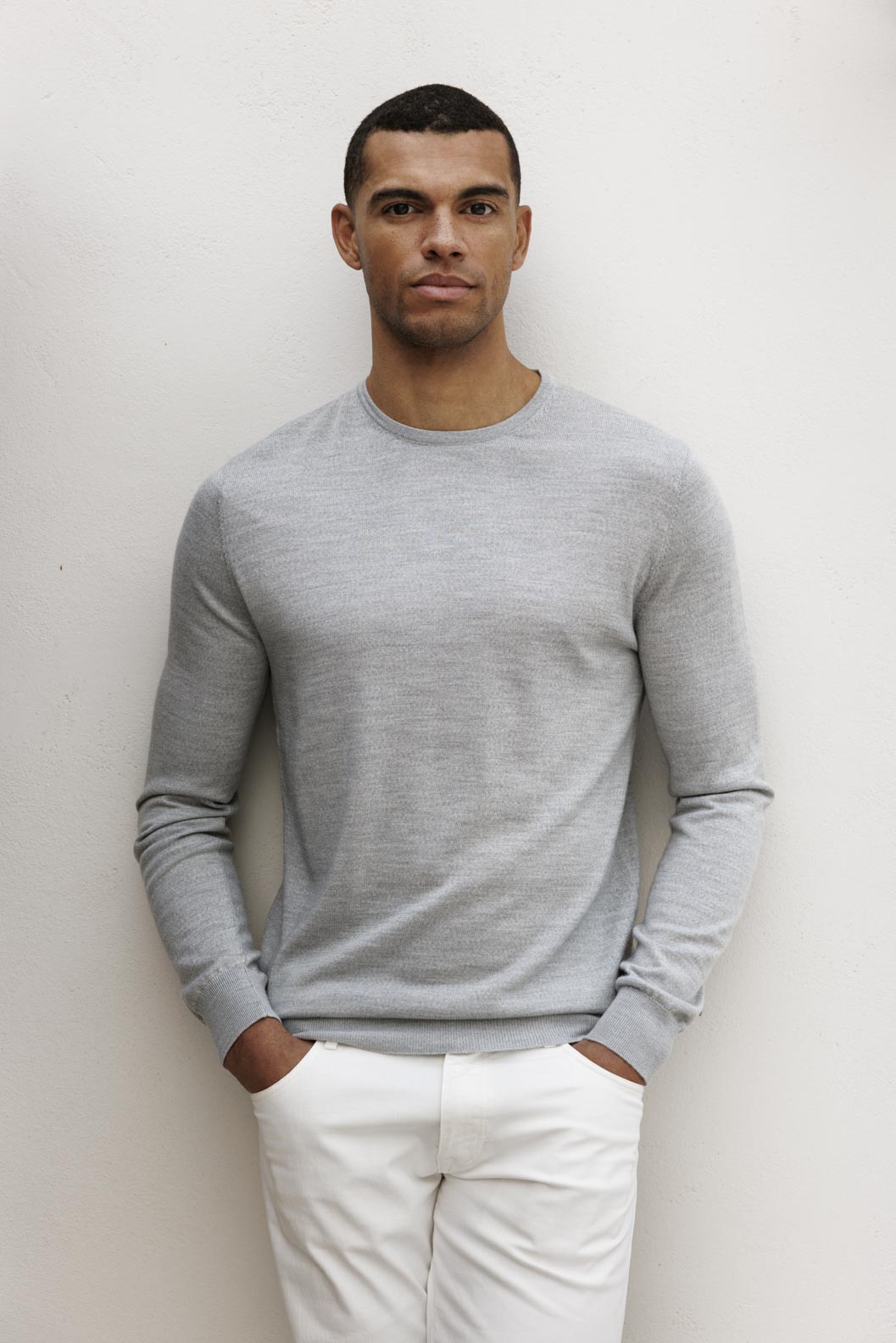 Thomas Maine Grey Merino Wool Jumper