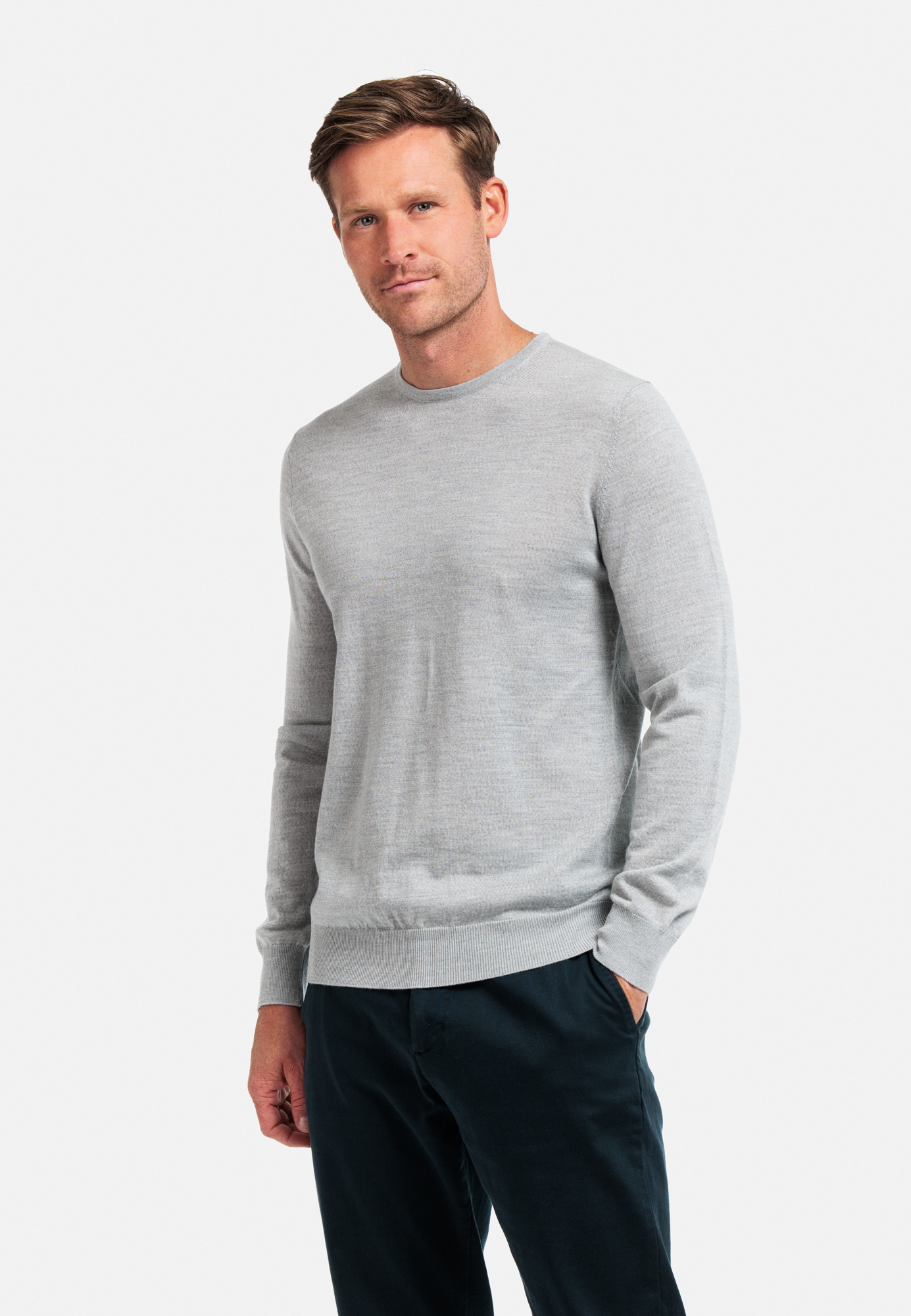 Thomas Maine Grey Merino Wool Jumper