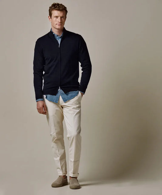 Profuomo Navy Full-Zip Jumper