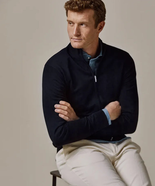 Profuomo Navy Full-Zip Jumper